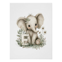 Adorables Animales Bebés en Acuarela con Letras de