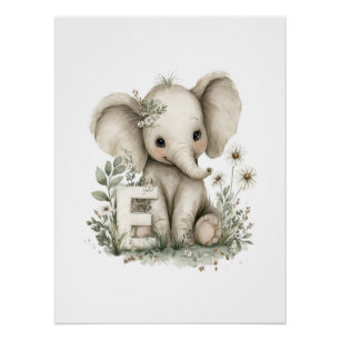 Póster Adorables Animales Bebés en Acuarela con Letras de