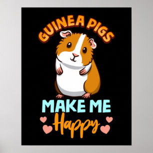 Póster Adorables cerdos de Guinea me hacen feliz