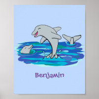 Adorables delfines felices ilustracion personaliza