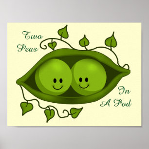 Póster Adorables Dos Guisantes En Una Vaina
