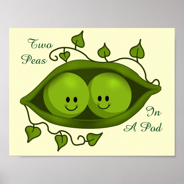 Póster Adorables Dos Guisantes En Una Vaina (Frente)