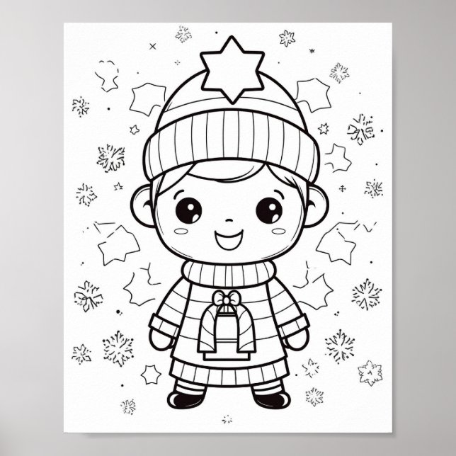 Póster Adorables Navidades de invierno Poster de color (Frente)