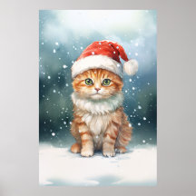 Adorables Navidades Ginger Cat Kitten En La Nieve