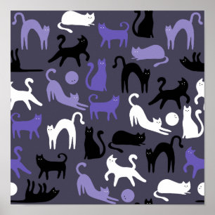 Póster Adorables polos de gato de yoga curado