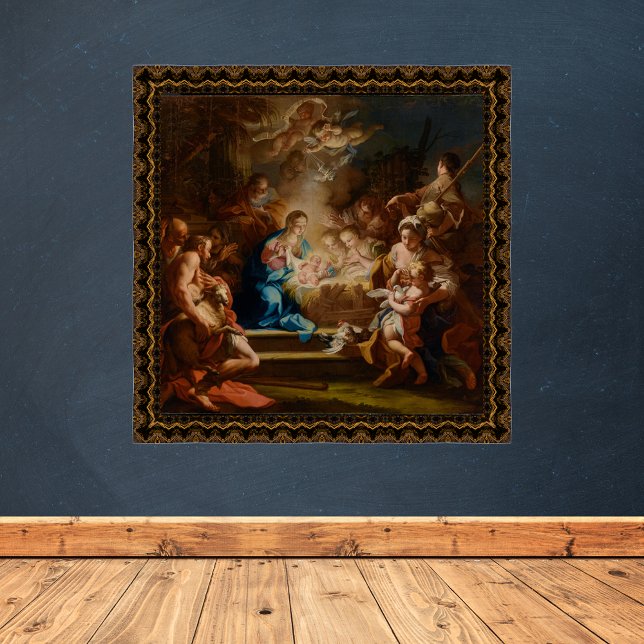 Póster Adoración de los Navidades de Shepherds Sebastiano (The Adoration of the Shepherds by Sebastiano Conca Vintage Religious Christian Christmas Poster)