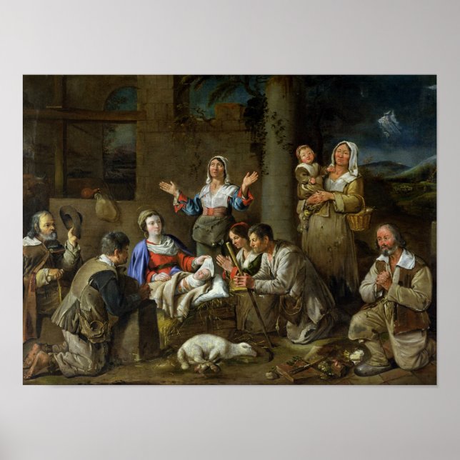 Póster Adoración de los pastores, c.1659 (Frente)