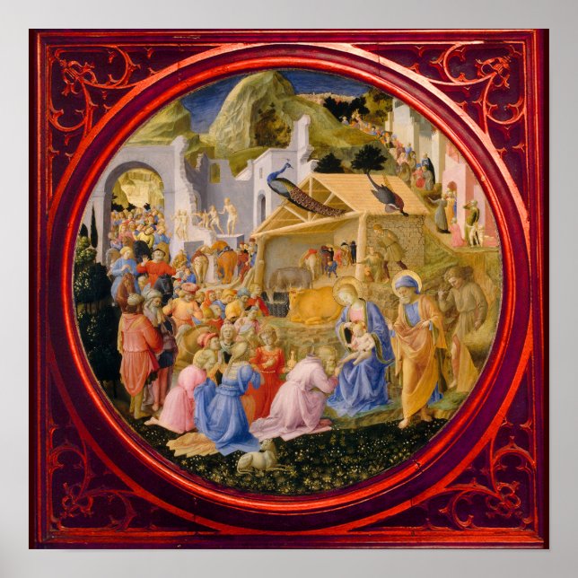 Póster ADORACIÓN DE MAGI Fra Angelico, Navidades (Frente)