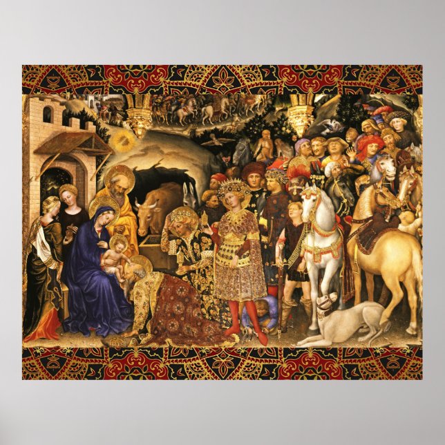 Póster ADORACIÓN DE MAGI Gentile Da Fabriano, Navidades (Frente)