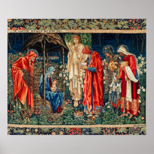 Póster ADORACIÓN DE MAGI Morris, Navidades de Burne-Jones
