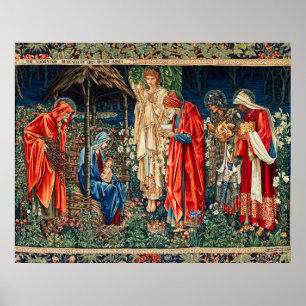 Póster ADORACIÓN DE MAGI Morris, Navidades de Burne-Jones