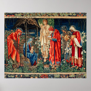 Póster ADORACIÓN DE MAGOS Morris,Burne-Jones Navidad