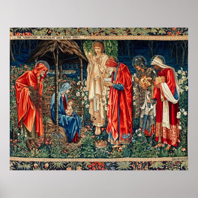 Póster ADORACIÓN DE MAGOS Morris,Burne-Jones Navidad (Frente)