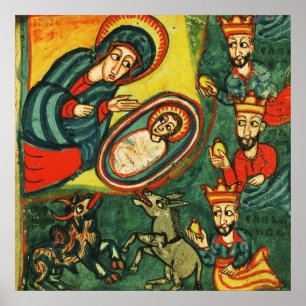 Póster ADORACIÓN DE MAGOS, NATIVIDAD PRIMITIVA Navidad
