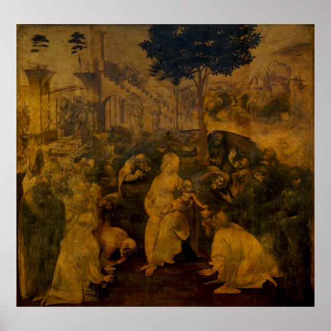 Póster Adoración del Magi por Leonardo da Vinci (Grande) (Frente)