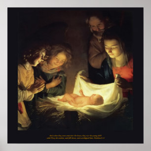 Póster Adoración del niño - Honthorst c1622