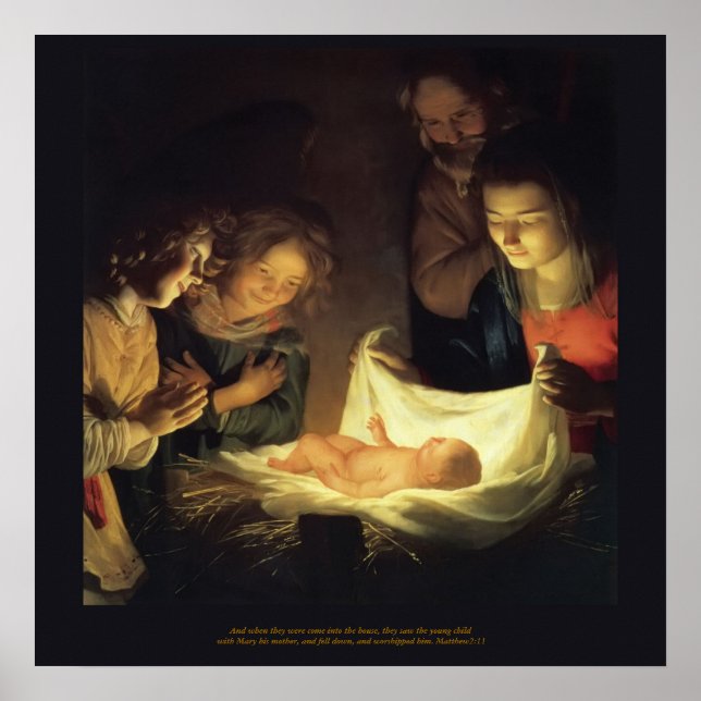 Póster Adoración del niño - Honthorst c1622 (Frente)