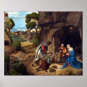 Póster Adoración Giorgione de los Pastores