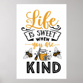 Póster adoradores adorables de abejas dulces