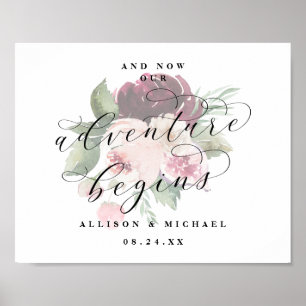 Póster Adore Floral Adventure comienza Rótulo Boda de Mod