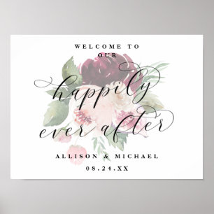 Póster Adore Floral Con Felicidad Siempre Después De Un R