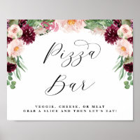 Adore Floral Pizza Buffet Script Boda Rótulo
