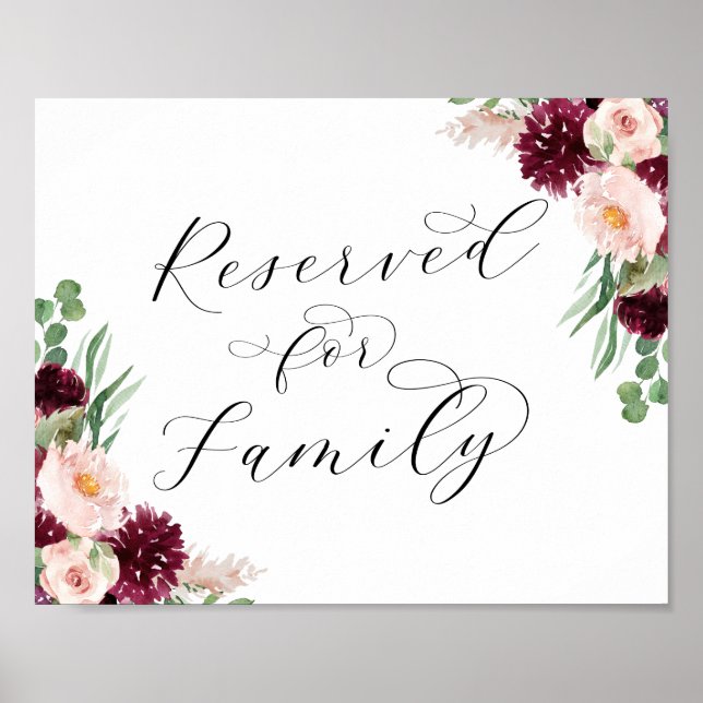 Póster Adore | Floral reservada para el Rótulo Boda famil (Frente)