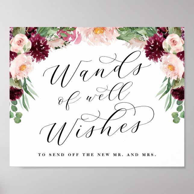 Póster Adore Floral Wand Streamers despide Rótulo Boda (Frente)