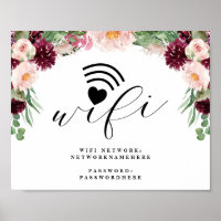 Adore Floral Wifi Network & Password Boda Rótulo