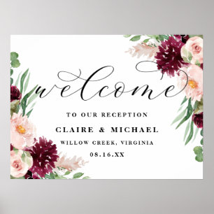 Póster Adore Welcome Moda Floral Script Boda Rótulo