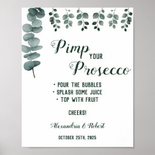 Póster Adorna tu Prosecco Verde Eucalipto Boda 