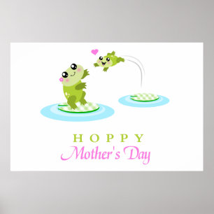 Póster Adornición de rana cutánea Feliz Día de la Madre