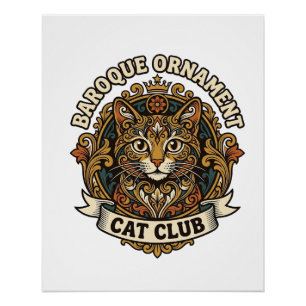 Póster Adorno barroco gato regalo amante de los gatos - A
