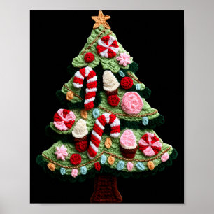 Póster Adorno de árbol de Navidad Caña de Caramelo Croche