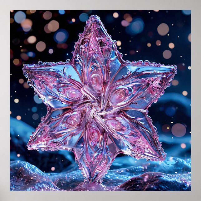 Póster Adorno de Estrella Rosa Ornata (Frente)
