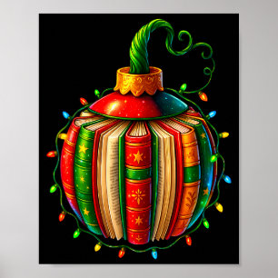 Póster Adorno de libro vintage Navidad bibliotecarios bib