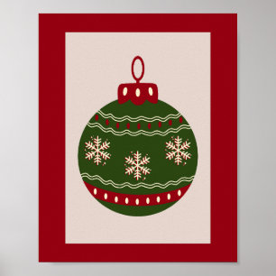 Póster Adorno de Navidad verde y rojo