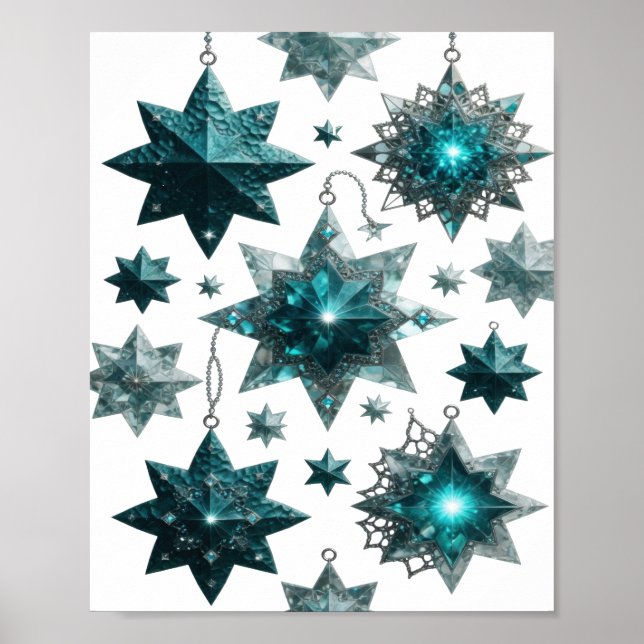 Póster Adorno Estrella Azul de Plata (Frente)