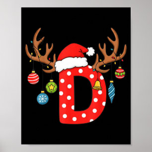 Póster Adorno Inicial de Monograma de Navidad Letra D Alf