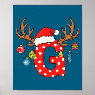 Póster Adorno Inicial De Monograma De Navidad Letra G Alf