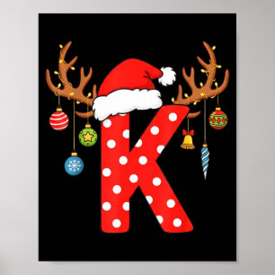Póster Adorno Inicial De Monograma De Navidad Letra K Alf