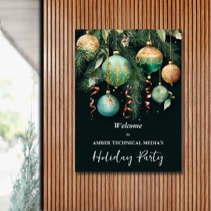 Póster Adornos de Navidad de árbol de oro Fiesta de vacac