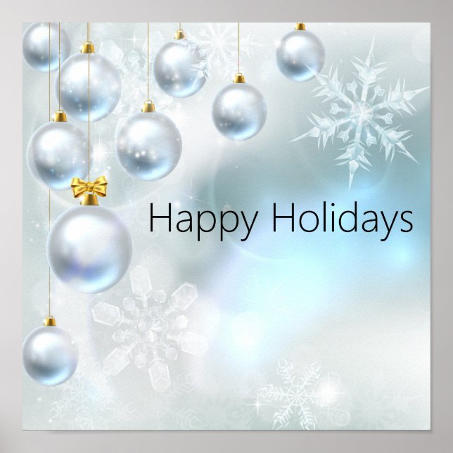 Póster adornos de navidad y copos de nieve (Frente)