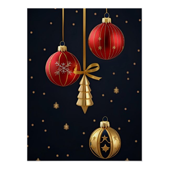 Póster Adornos Navideños Elegantes (Anverso)