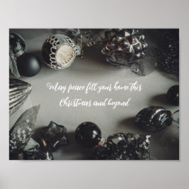 Póster Adornos Navideños Negros Vintage con Cinta