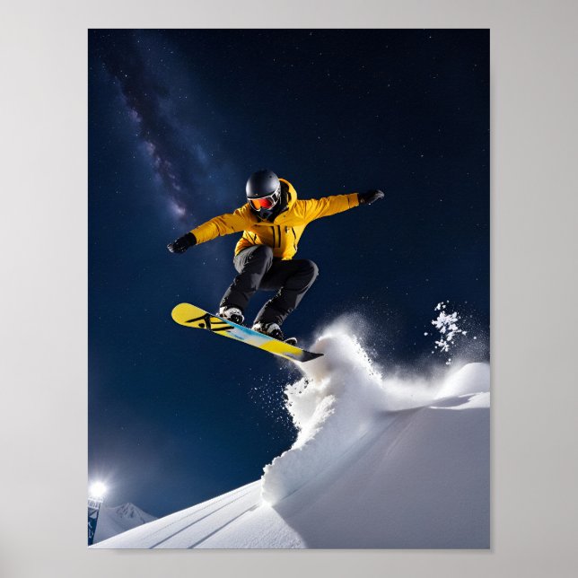 Póster Adrenalina bajo las estrellas - Snowboard extremo (Frente)