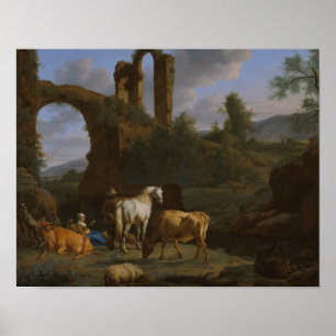 Póster Adriaen van de Velde - Paisaje pastoral
