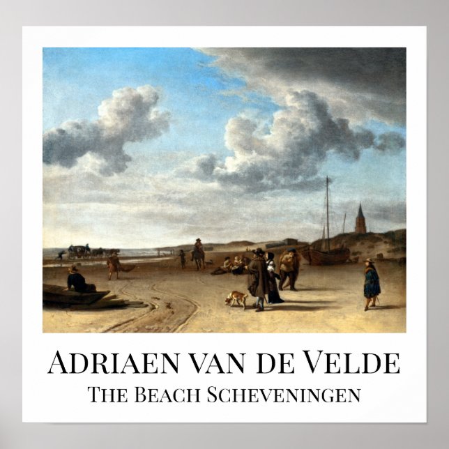 Póster Adriaen van de Velde The Beach Scheveningen Poster (Frente)
