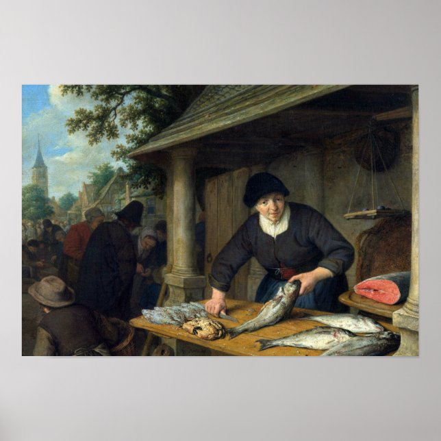 Póster Adriaen van Ostade - La Pescadora (Frente)