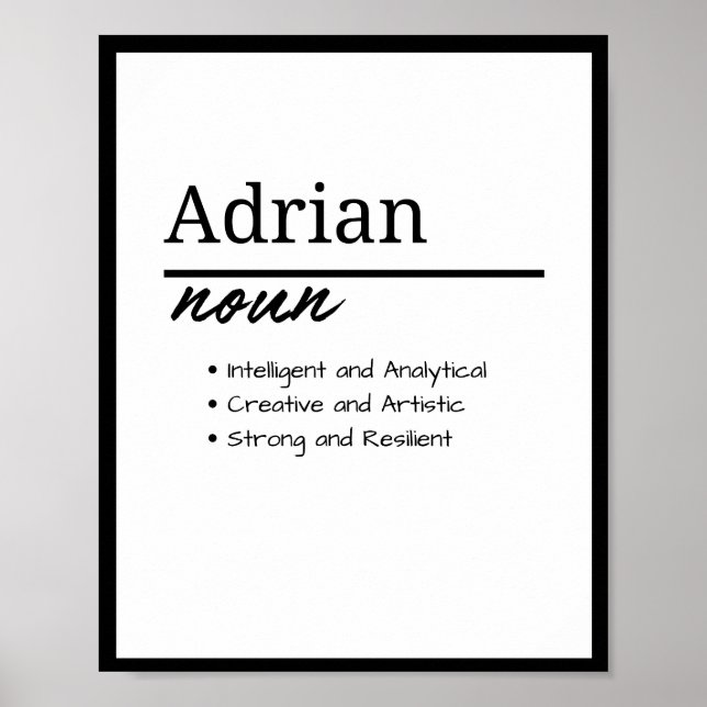 Póster Adrian, Boy Personalised Name Definition (Frente)